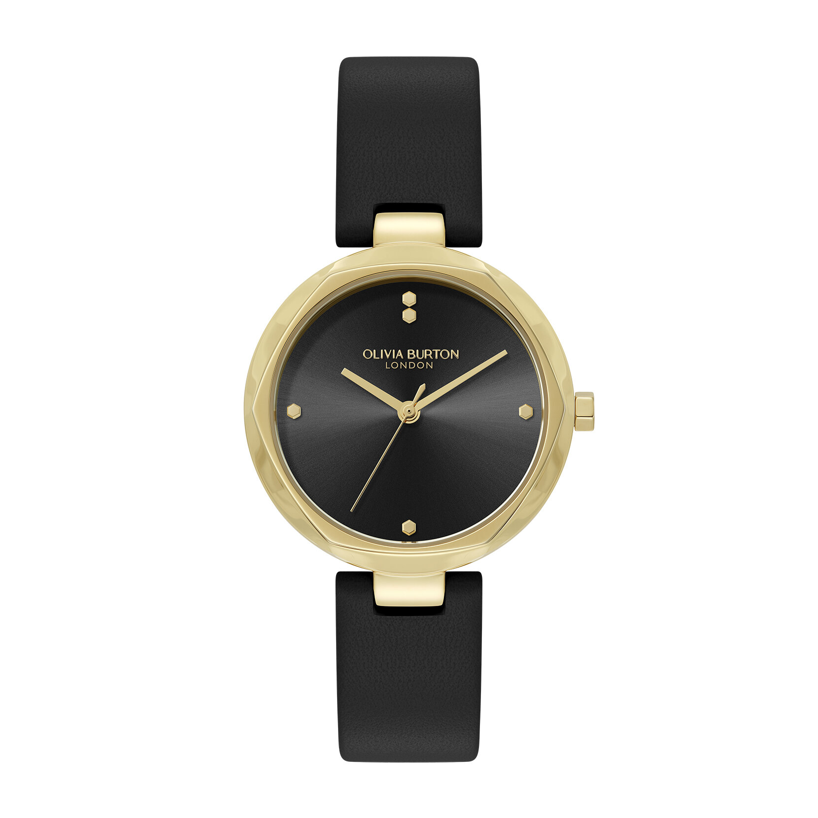 32mm Dimension T-Bar Gold & Black Leather Strap Watch
