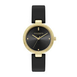 Classic 32mm Dimension T-Bar Gold & Black Leather Strap  display picture 2