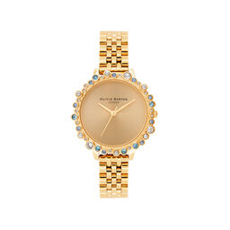 Limited Edition Bejewelled Case Watch, Gold Bracelet