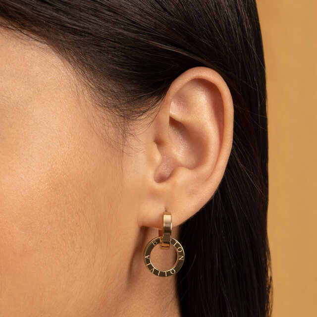 Honeycomb Toggle Gold Plated Hoop Earrings