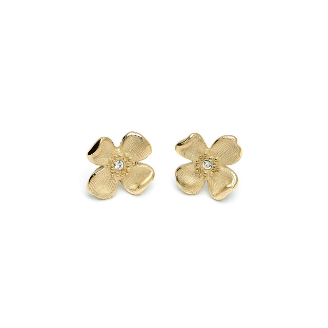 Dogwood Flower Gold Stud Earrings