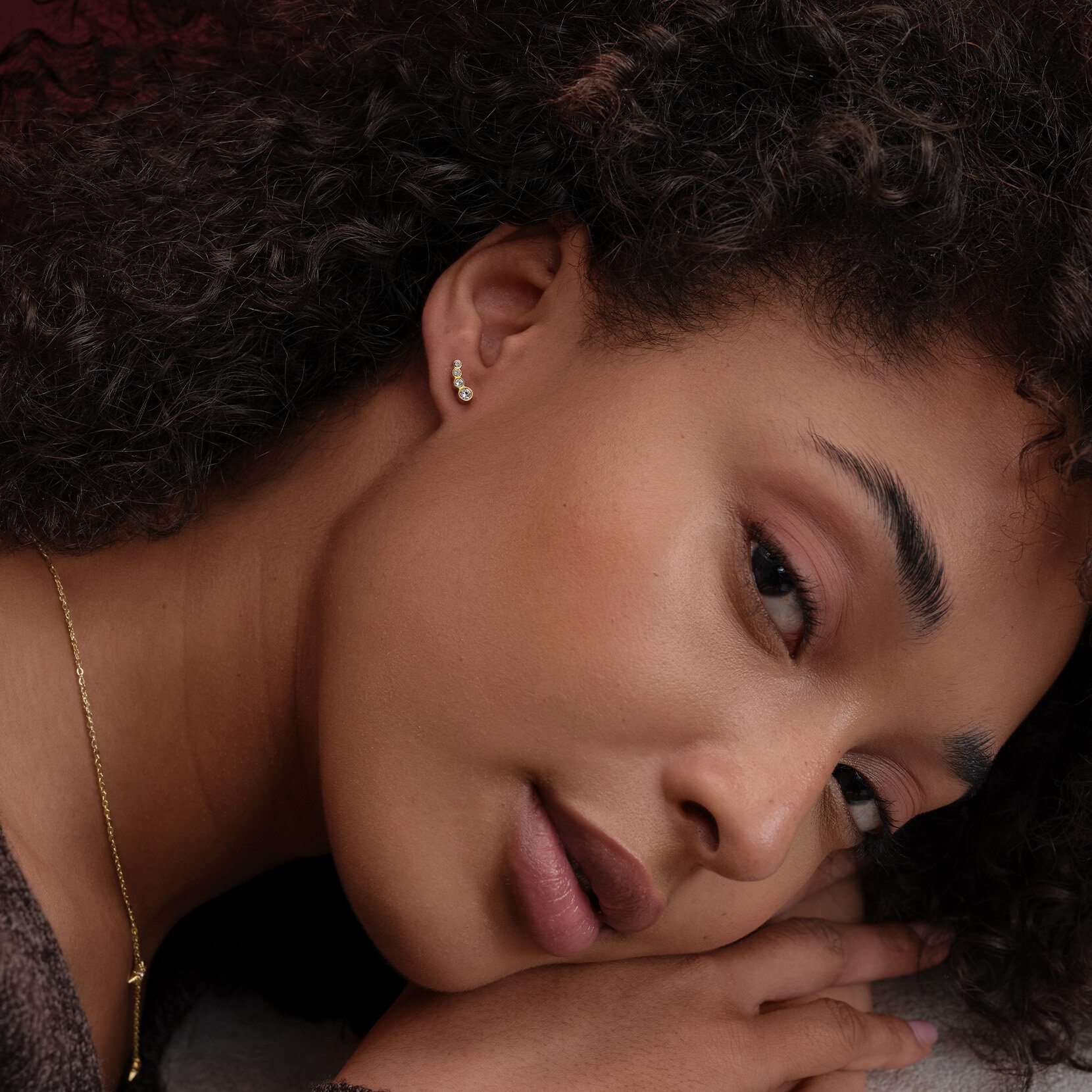 Crystal Gold Plated Stud Earrings