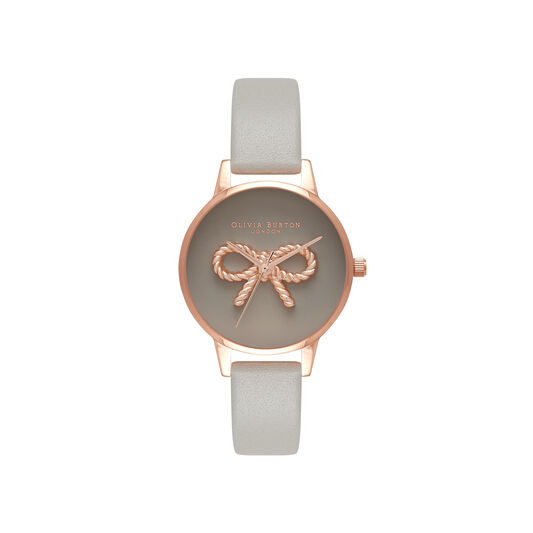3D Vintage Bow Grey & Rose Gold Watch