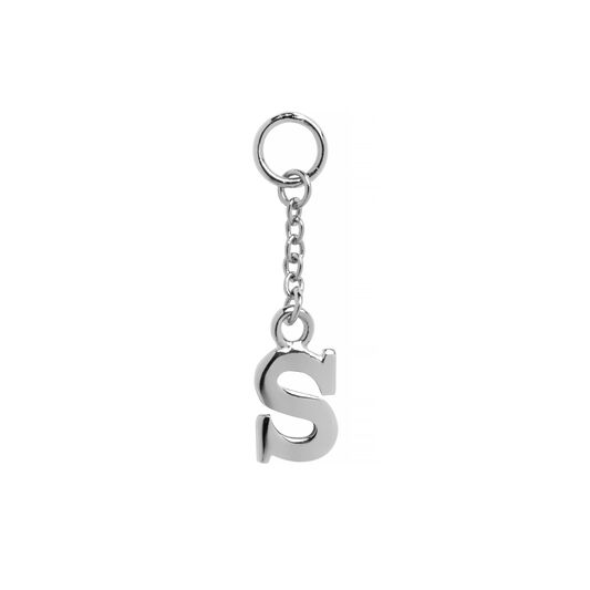 S Alphabet Huggie Charm Silver