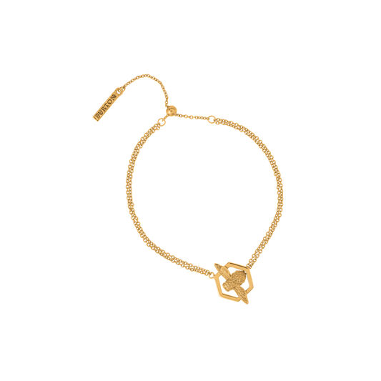 Honeycomb Bee Chain Bracelet Gold