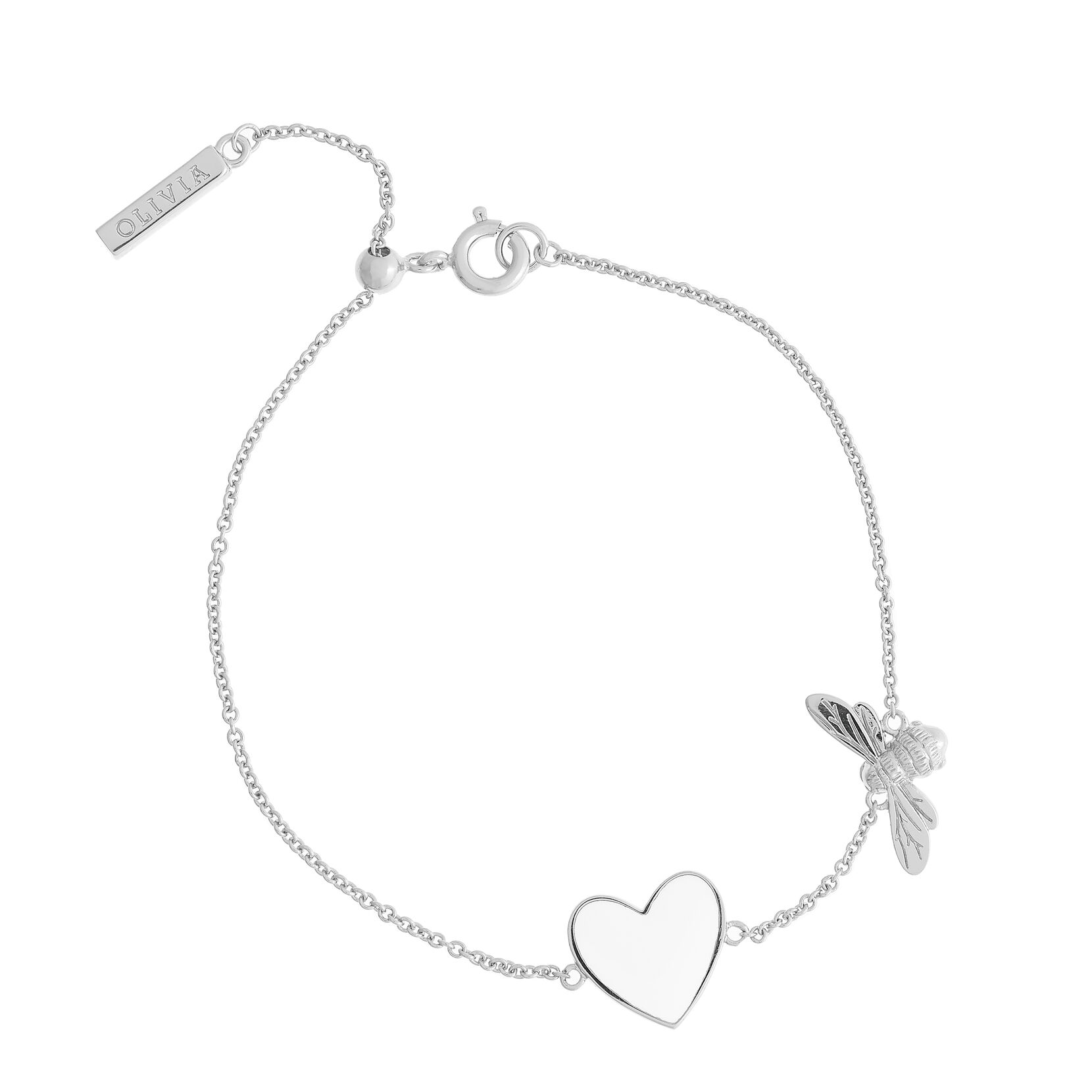 Silver Heart & Bee Bracelet