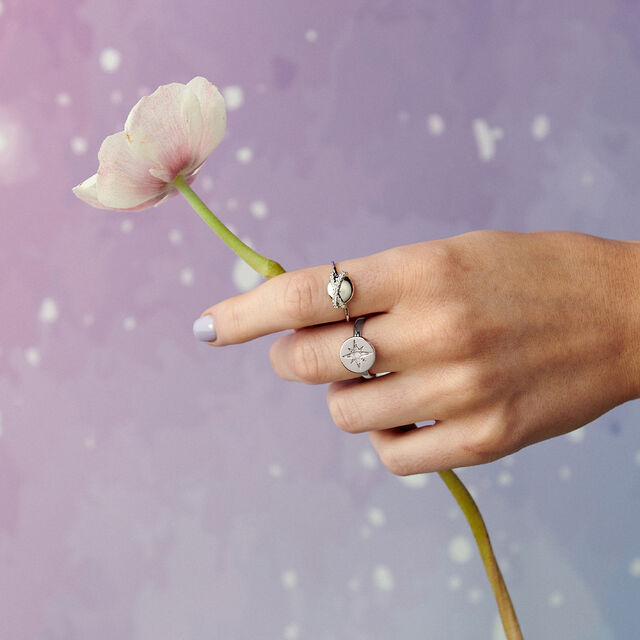 North Star Disc Opal & Silver Ring