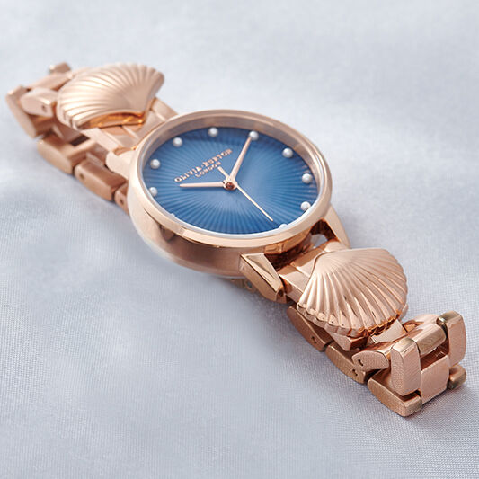 Mermaid Watch Rose Gold & Navy Mother of Pearl