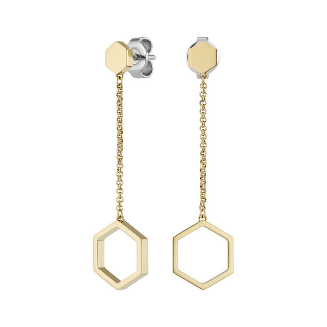 Honeycomb Gold Plated Drop Earrings