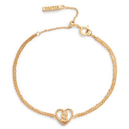 'S' Heart Initial Chain Bracelet Gold