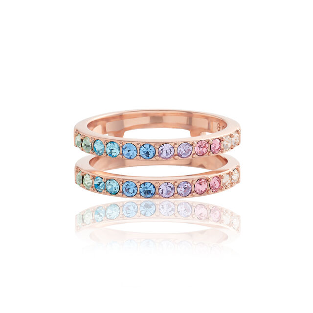 Rainbow Double Band Ring Rose Gold (M)