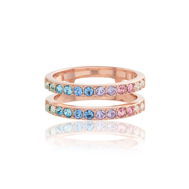 Rose Gold Rainbow Double Band Ring S