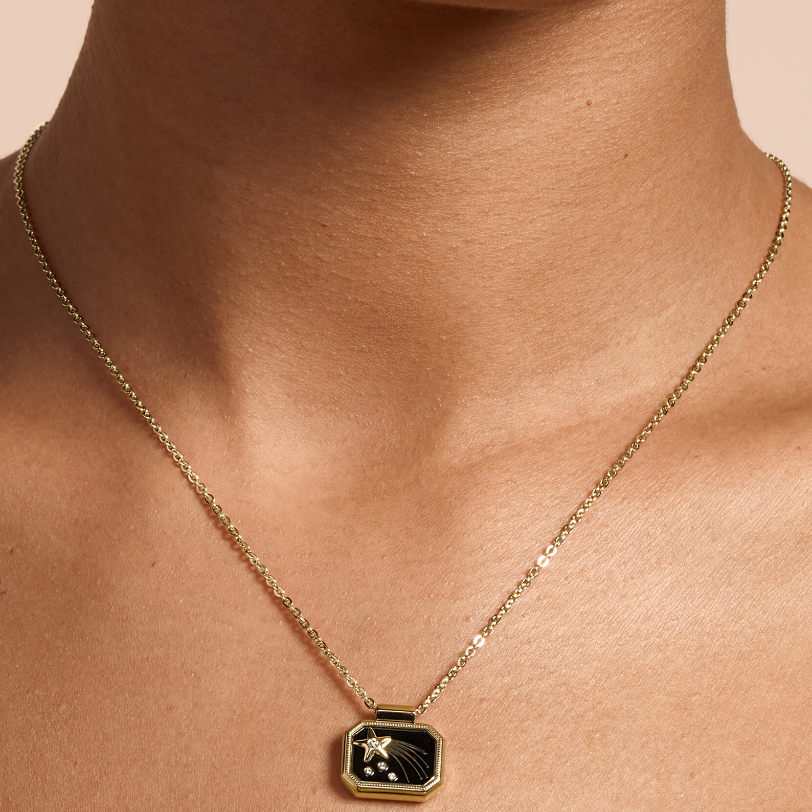 Shooting Star Onyx & Gold Plated Necklace