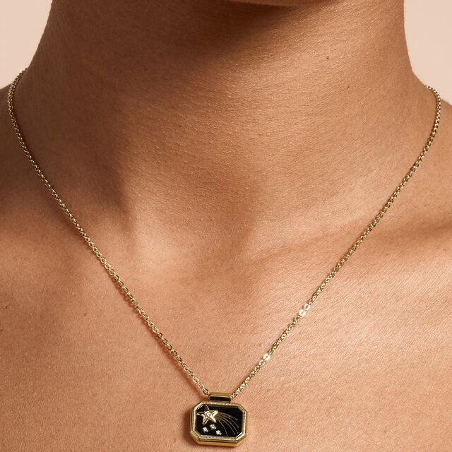 Shooting Star Onyx & Gold Plated Necklace