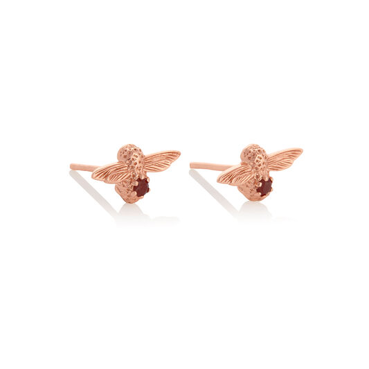Celebration Bee Studs Rose Gold & Garnet