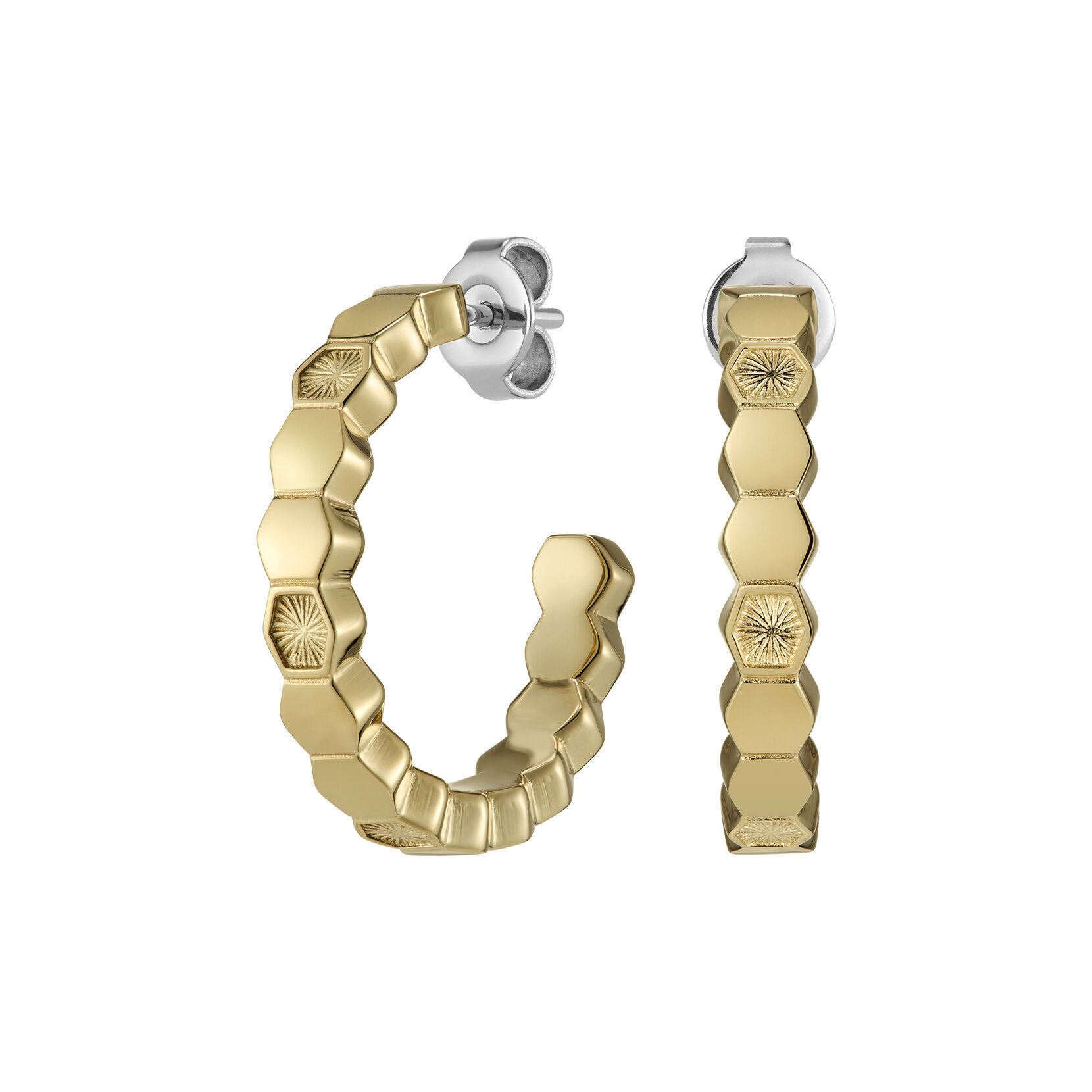 Petite Honeycomb Gold Plated Hoop Earrings