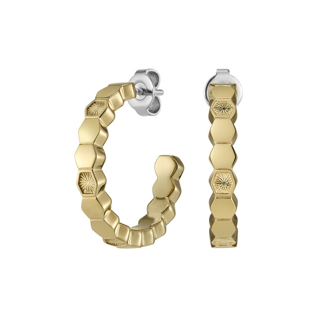 Petite Honeycomb Gold Plated Hoop Earrings