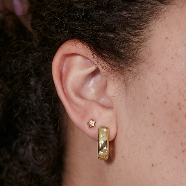 Celestial Crystal Gold Plated Hoop Earrings