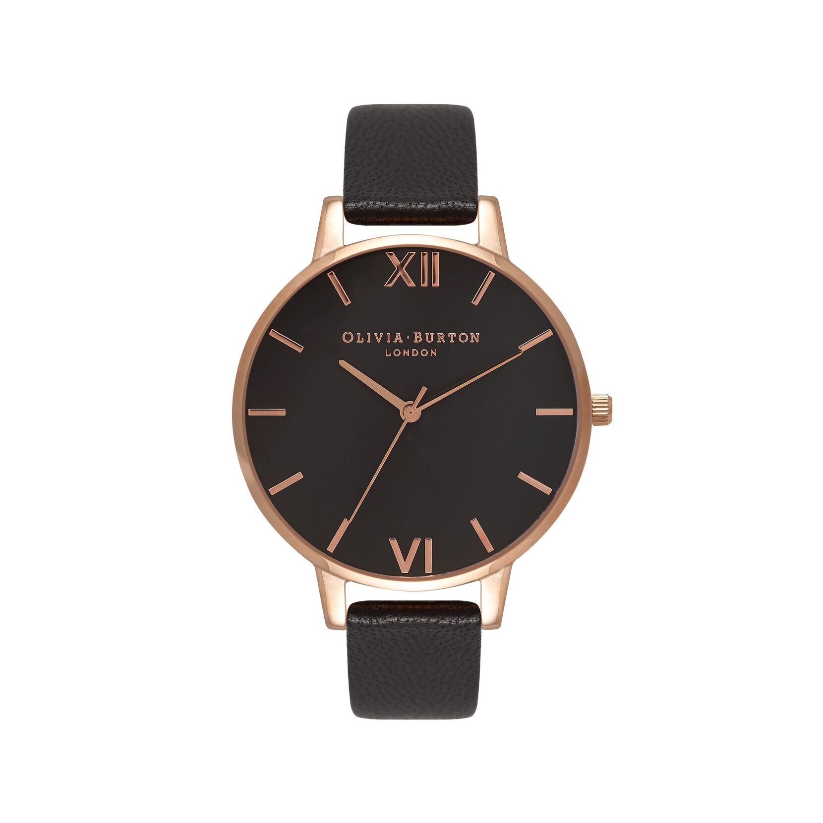Ladies Big Dial Black And Rose Gold Watch Olivia Burton London Ladies Big Dial Black And Rose Gold Watch Olivia Burton London