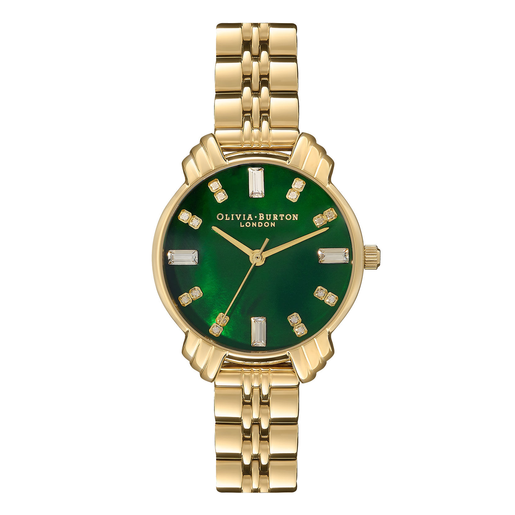 Art Deco Midi Dial Emerald Green & Gold Bracelet Watch