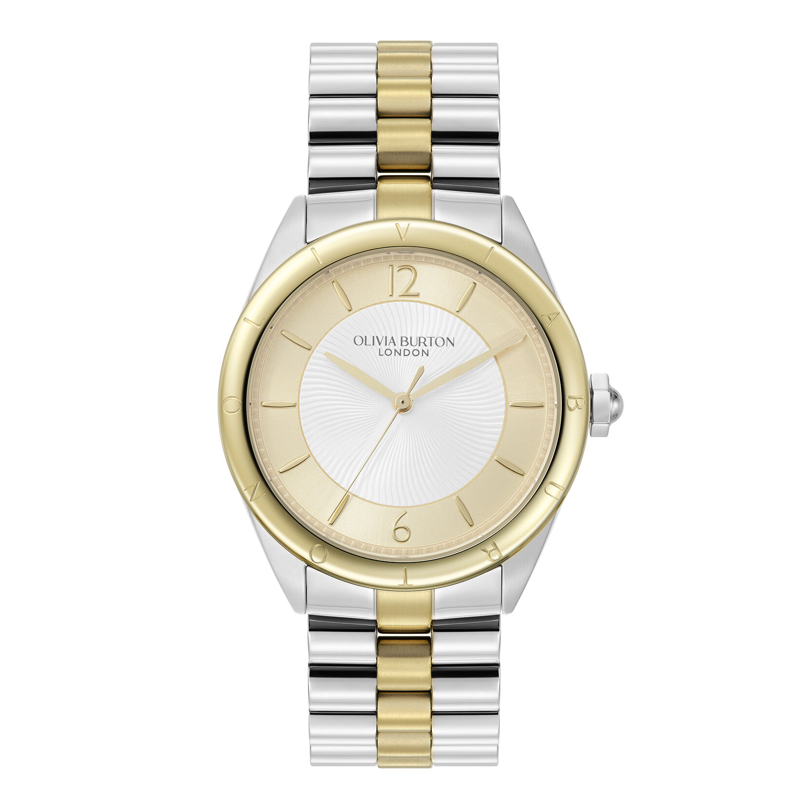 Sports Luxe 36mm Swirled White & Two Tone Bracelet Watch | Olivia