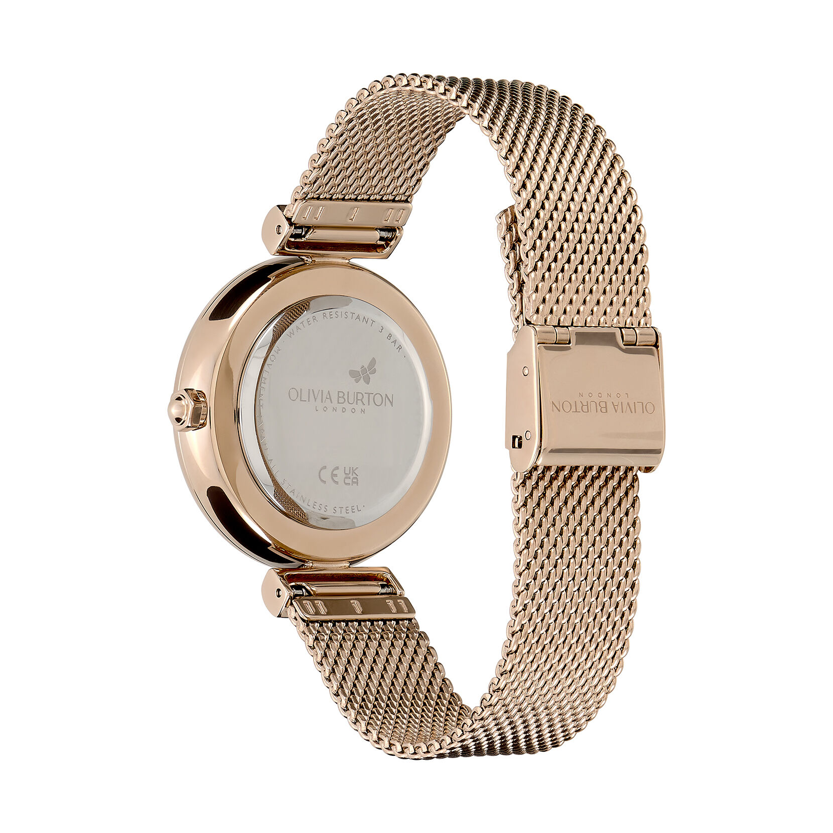 36mm Minima Bee T-Bar Carnation Gold Mesh Watch