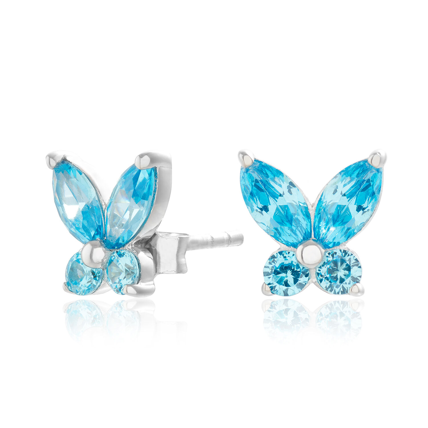 Pure 925 Sterling Silver Cute and Elegant Enamel Small Butterfly Blue Studs  Earrings Kids Jewellery Allergy