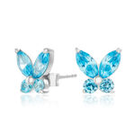 Sparkle Butterfly Blue Marquise Butterfly Studs Silver