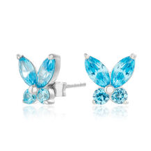 Silver & Blue Marquise Stud Earrings