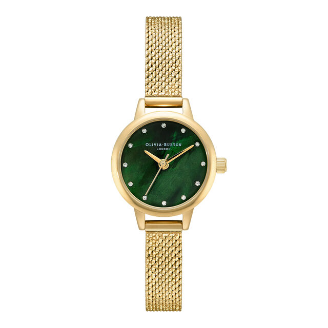 Classic Mini Dial Green Mother of Pearl & Gold Mesh Watch