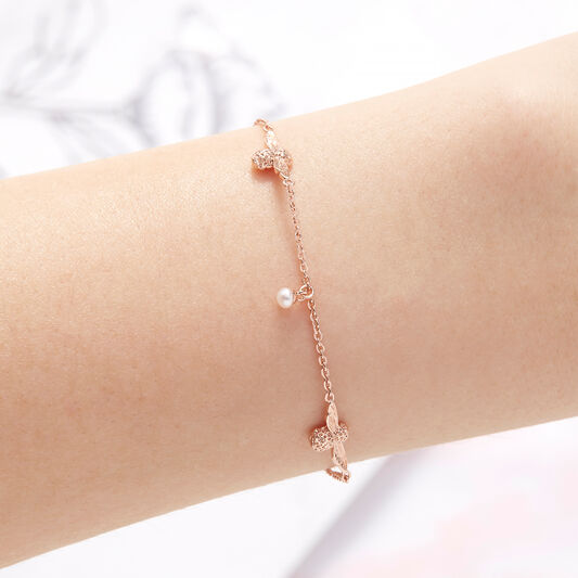 Pearl Bee Chain Bracelet Rose Gold