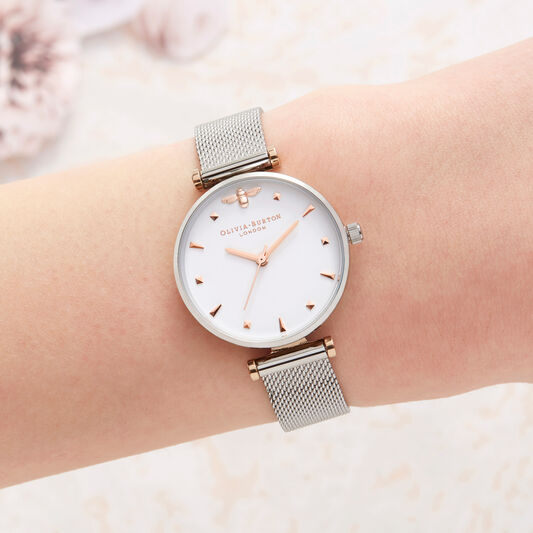 Queen Bee Silver Mesh Watch
