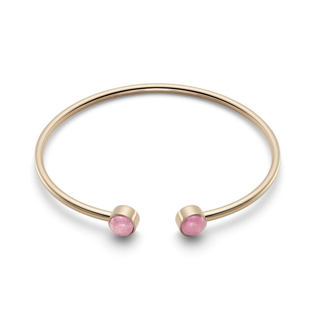 Rose Quartz Cabochon Rose Gold Plated Gemstone Bangle