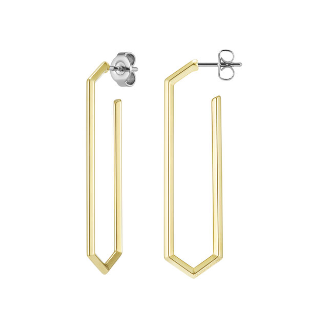 Ever Stacked Honeycomb Gold Plated Large Hoop Earrings