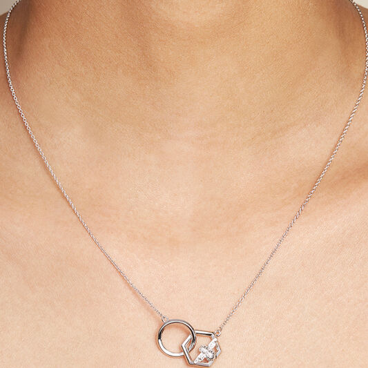 Honeycomb Bee Necklace Silver