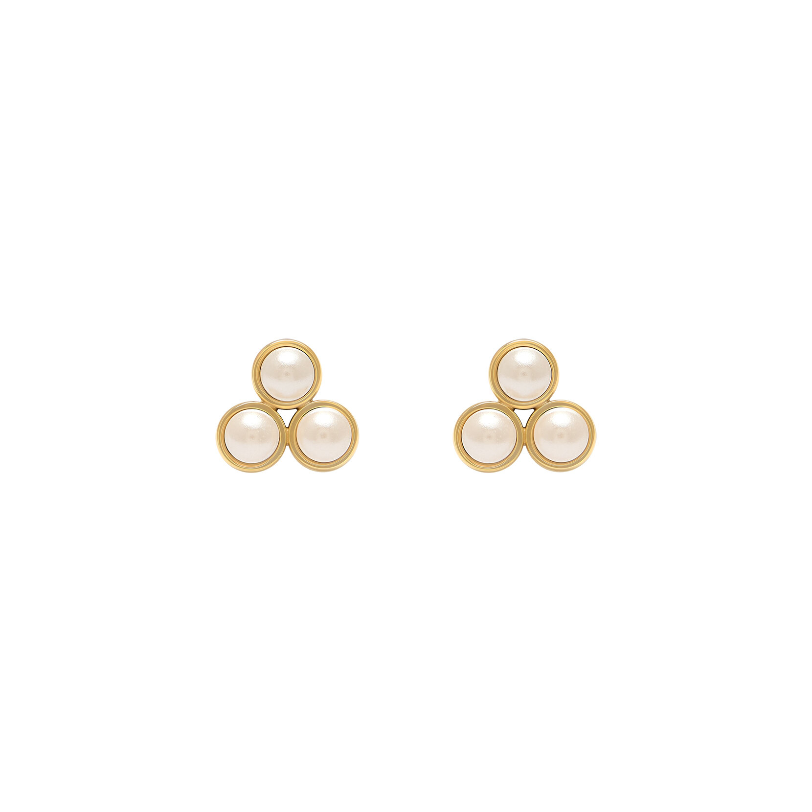 Pearl Cluster Gold Stud Earrings
