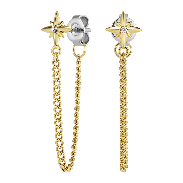 North Star Gold Plated Chain Earrings