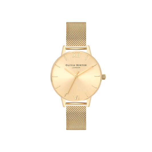 Sunray Dial Midi Dial Gold Mesh