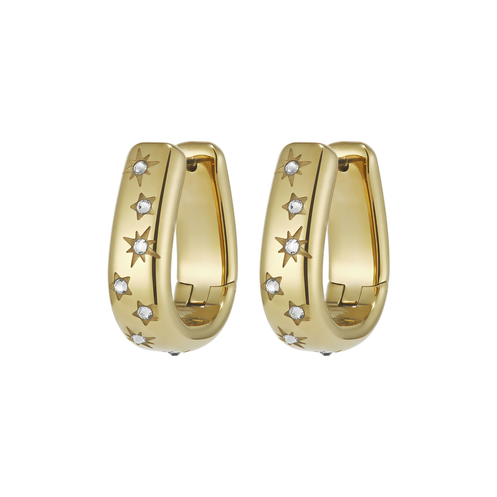 Celestial Crystal Gold Plated Hoop Earrings