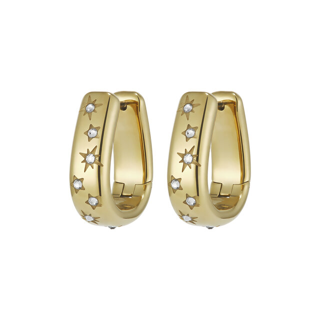 Celestial Crystal Gold Plated Hoop Earrings
