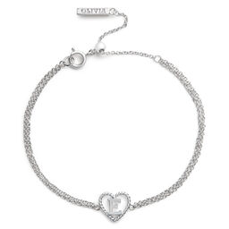 'E' Heart Initial Chain Bracelet Silver