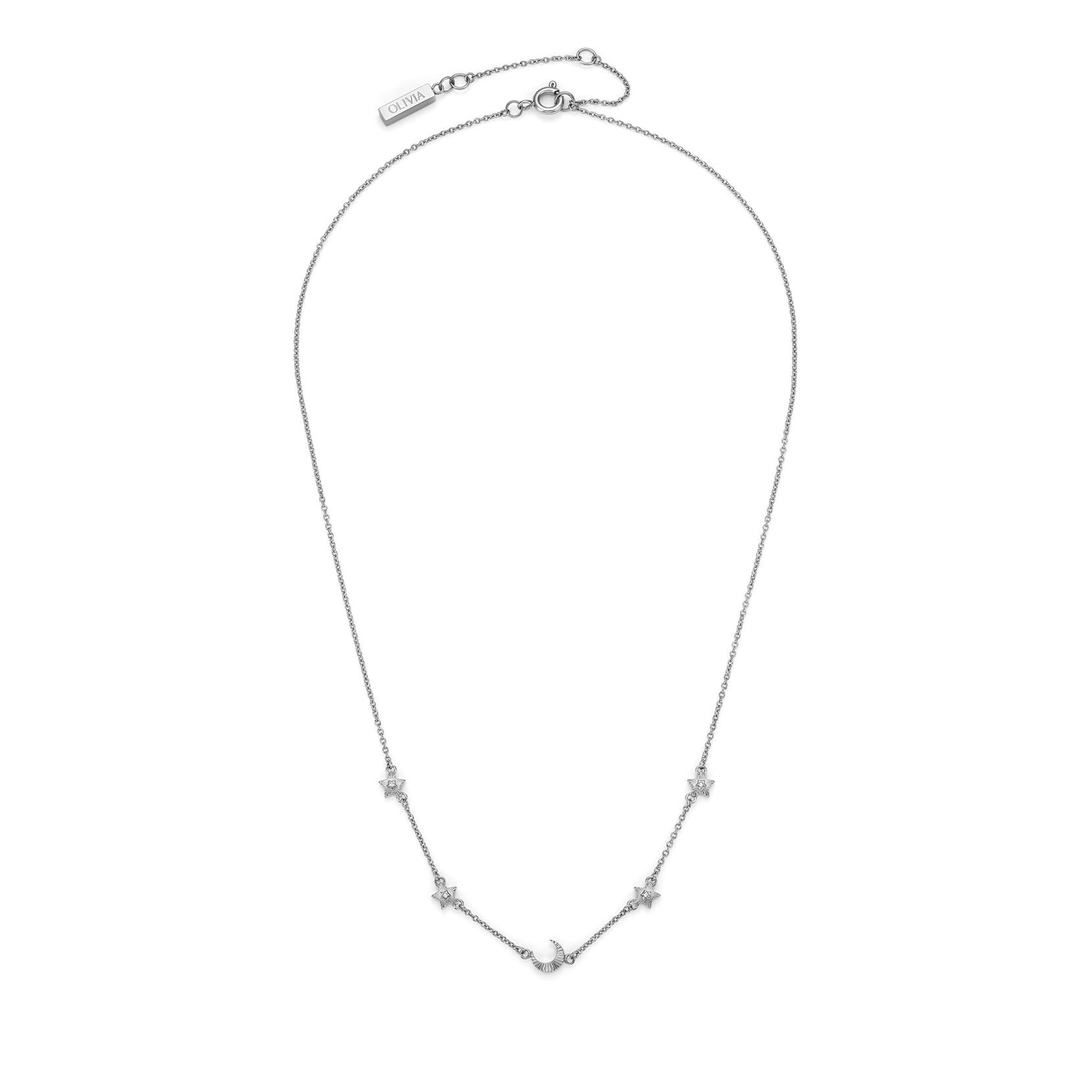 Celestial Mini North Star and Moon Silver Tone Necklace