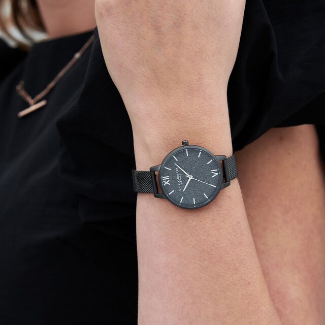 Gunmetal Glitter Demi Dial & Gunmetal Mesh Watch