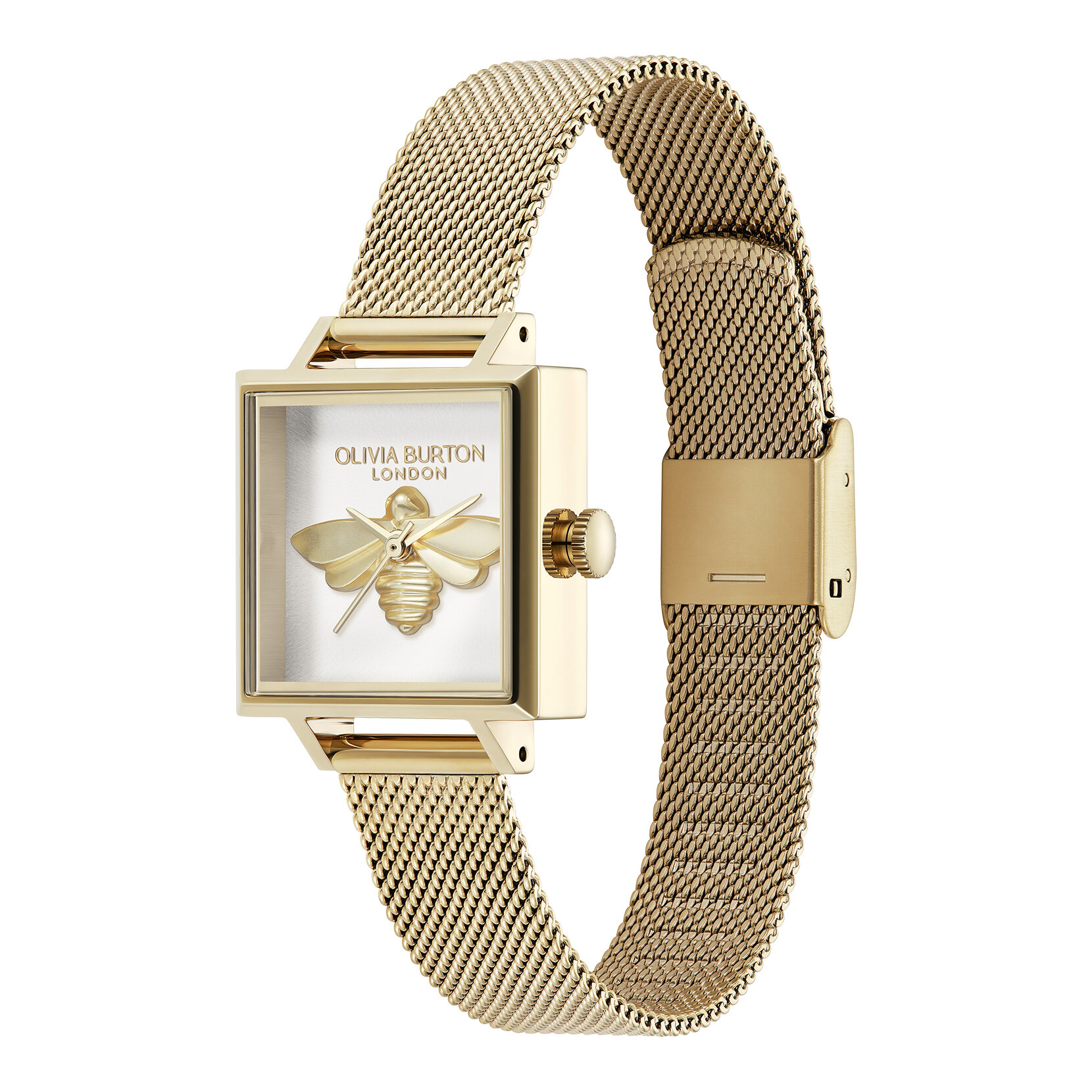 23mm Lucky Bee White & Gold Mesh Watch