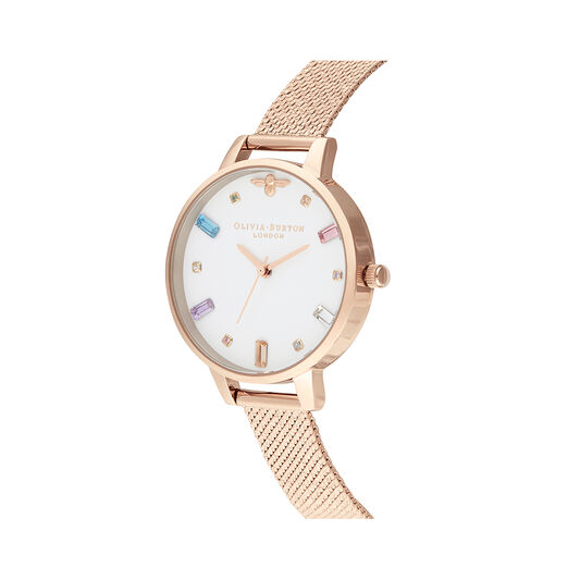 Rainbow Bee Pale Rose Gold Bouclé Mesh