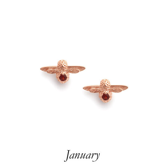 Celebration Bee Studs Rose Gold & Garnet