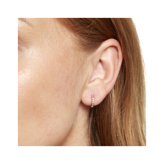 Huggie Hoop Earrings with White Topaz