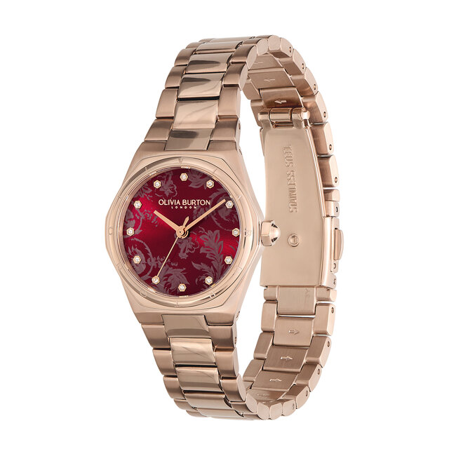 28mm Mini Hexa Cranberry & Carnation Gold Bracelet Watch