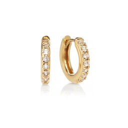 Huggie Hoop Earrings with White Topaz