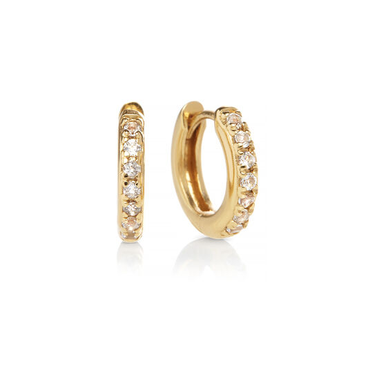 Huggie Hoop Earrings with White Topaz